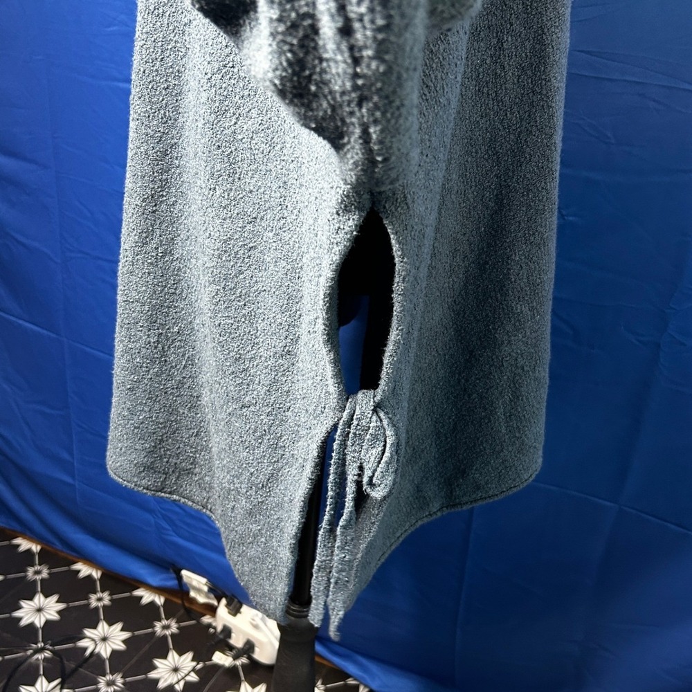 J Jill Women Teal Side Tie Oversized Tunic Sweater One Size Lagenlook Minimalist - Picture 3 of 11